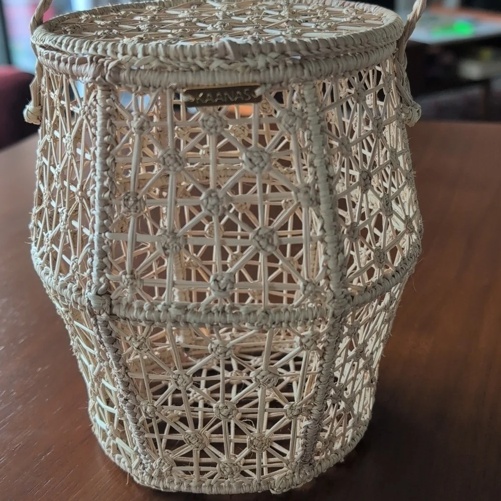 Kaanas by Anthropologie Cream Accent Basket Bag